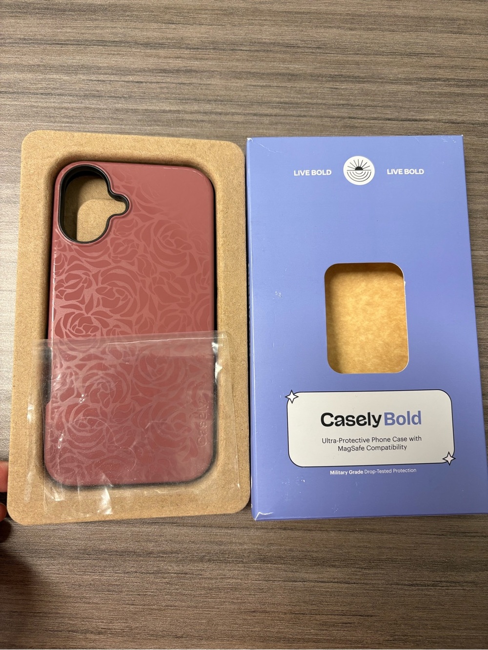 Bold Floral-Embossed Phone Case in Rose Dust